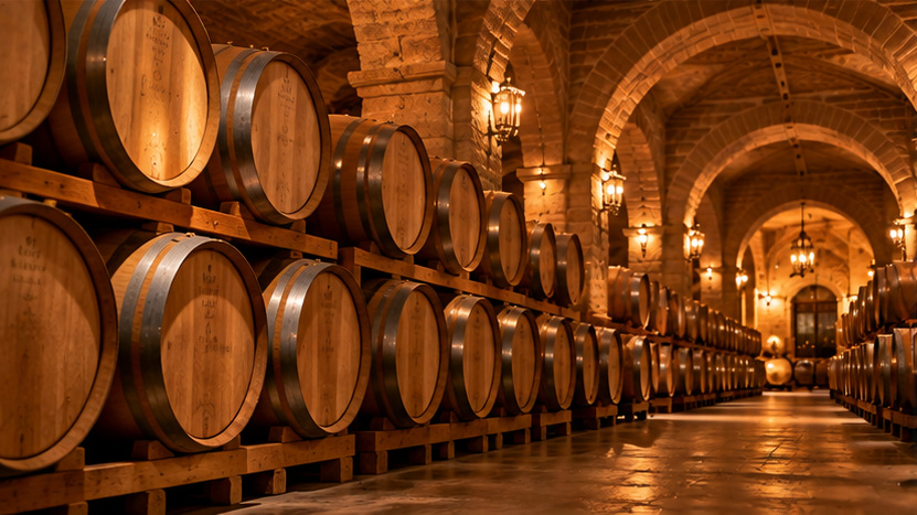 Wine cellar barrels