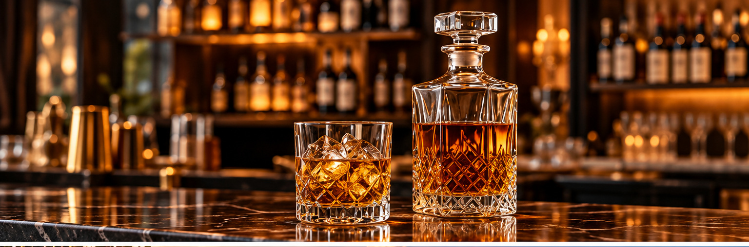 Amber spirits in a glass